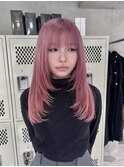藤沢/ブリーチ/ダブルカラー/ホワイトピンク/レイヤーロング