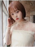 大人可愛い20代30代40代黒髪前下がりひし形小顔ボブ丸みショート