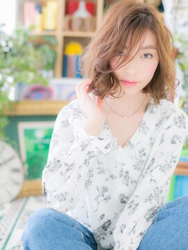 カバーヘア ブリス 戸田公園西口店(COVER HAIR bliss) 細めハイライト根元パーマミニマルボブレイヤーc720代30代40代