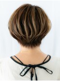 ツヤ髪ダブルカラー刈り上げマッシュショートd古河20代30代40代