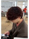 メンズパーマ20代30代40代ブリーチニュアンスパーマワインレッド