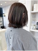 福山市美容室Caary人気 ダークグレージュブラウンくびれヘア