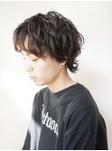 スパイラルパーマ+ウルフセンターパート