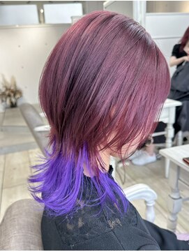 シーン(seen) ○中性ウルフ×デザインカラー○ 小顔カット　斜めバング