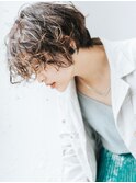 デジタルパーマレイヤーカット顔周り前髪ショートボブ/千葉