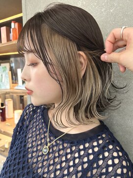 ロンドワン 三宮元町(Lond one) インナーカラー/イヤリングカラー/ミルクティーベージュ/ボブ