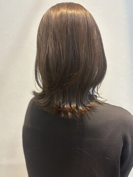 ヘアーメイクパウダー 天王寺寺田町店(Hair make powder) 小顔外ハネミディアム艶感ブラウン20代30代40代くびれミディ