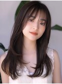デジタルパーマくびれロングイメチェンレイヤーカット前髪顔周り
