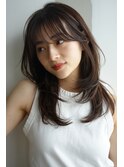 レイヤースタイル、ミディアムレイヤー、ハッシュカット、