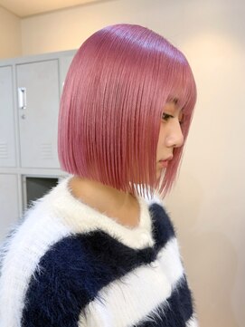 フラム 渋谷(flamme) ◯【ブリーチ2回】クリアピンク×ぷつっとボブ