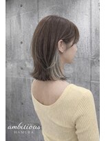 アンビシャス 羽村店(ambitious)&nbsp;イヤリングカラーミルクティーベージュ切りっぱなしボブ