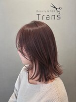トランス(Trans) 艶ピンクブラウンのロングボブ