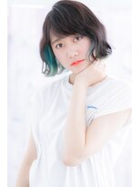 ミック ヘアアンドメイク アップ 駒込店(miq Hair&Make up)&nbsp;くせ毛風カールミントアッシュ斜めバング外ハネボブa1