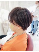 大人可愛い20代30代40代黒髪前下がりショートボブ丸みショート