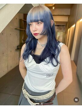 チーカ(chica) 透け感ネイビーカラー×ルーツカラー ワイドバング