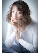 モッズヘア 越谷(mod's hair) くすみベージュアッシュ小顔ウェーブミディアムv越谷20代30代