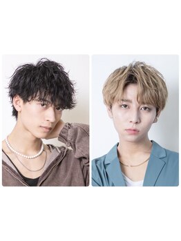 メンズカットはもちろん、ツイストスパイラルパーマやハイライトが大人気♪眉毛カット、ヘッドスパ◎