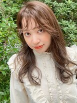 アース 溝の口店(HAIR&MAKE EARTH) 外ハネくびれミディ/イヤリングカラー/ミルクティーベージュ