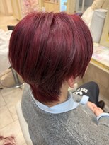 アッシュ 仙川店(Ash) 韓国風スタイルダブルカラーダークピンクメンズハイトーンウルフ