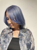 トレフ(Trefle)&nbsp;ミディアムレイヤー/インナーカラー/ブルー×グレー