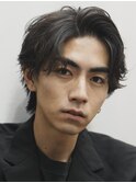 渋谷フェザーショートメンズマッシュウルフセンターパートカット