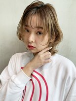 アルバム 銀座(ALBUM GINZA) カジュアルウルフ_外ハネボブアッシュブラウンネオウルフ_26997