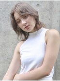 【SALON&本部】ミディアムウルフシアカラー小顔かきあげ前髪