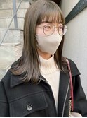 ロブヘアミディアムオリーブベージュオリーブカラーグレージュ