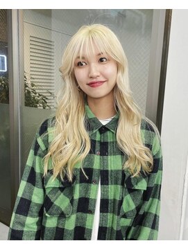 レコ 渋谷(LECO) ホワイトブロンドハイトーンロング