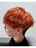 波巻きパーマ/ブリーチ/メンズパーマ/オレンジカラー