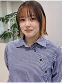 ”ボブ×インナーカラーオレンジ