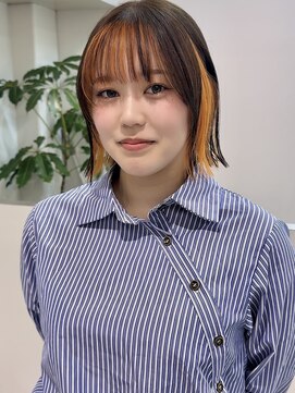 ミーム 原宿 表参道(meme) ”ボブ×インナーカラーオレンジ