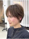 小顔似合わせカットメルティカラーナチュラル大人ショートボブ 