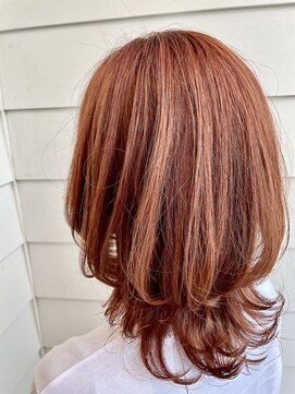 アプシー 三木店(Apsee) ミディアムウルフ×オレンジベージュ