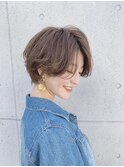 小顔前髪レイヤーカット×ショートボブ×ネビージュ【柏】