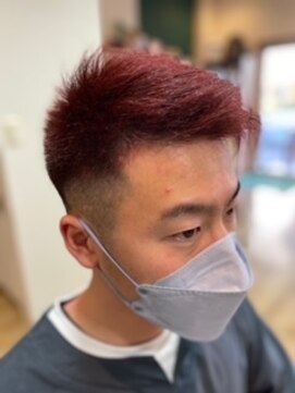ラクヘアー 上福岡店 メンズカット刈り上げフェードショートストリート暖色カラー