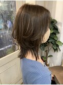 大人可愛いくびれウルフミディアムヘア30代40代梅ヶ丘美容室