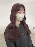 カシスピンク/顔まわりカット韓国くびれロングヘアヨシンモリ