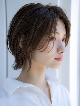 エインアンリー 表参道(AIN.ANLY.) ★くびれヘアプリコットオレンジハイライトカラーくびれショート