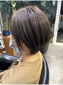 ショコラベージュ/ショートボブ/黒髪/ココアベージュ