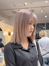 スタン 渋谷(Stam) ミルクティーベージュ/顔周りレイヤー/ナチュラルハイトーン渋谷