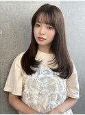 ミディアムレイヤーカット/マロンベージュ/顔周り/前髪/銀座