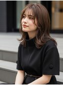 大人可愛いミディアムレイヤー/透明感カラー/小顔/20代30代