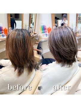 ミラバイケンジ 藤沢(Mira by KENJE) 白髪ぼかし細めハイライト30代40代50代【藤沢　藤沢駅】