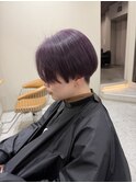 刈り上げ ハンサムショート ブリーチ ラベンダー 三宮 マッシュ 