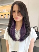 セプト 天神大名(SEPT.) 顔周りカット インナーカラー セミロング ダークグレージュ