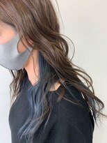 ストロー 小田原店(Straw) インナーカラー◎ウィービングくすみブルー/レイヤーロング