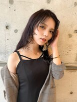 エミュ(eMu) ロングヘア顔周りレイヤーに艶っぽラベンダーダークグレージュ