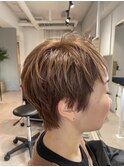 ショート　白髪ぼかし