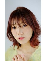 スリー スタンド(THREE STAND) ★切りっぱなしロブくびれ美髪ピンクカラー小顔似合わせカット